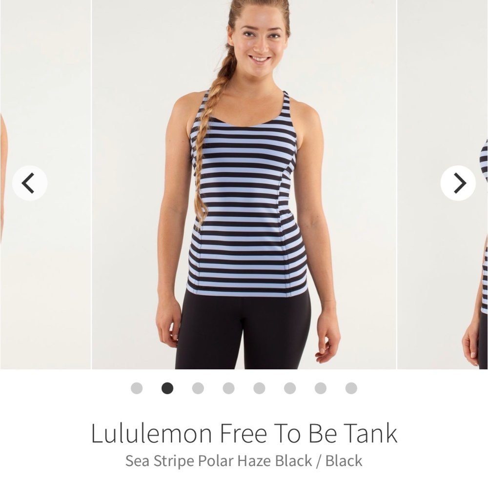Lululemon Free To Be Tank Sea Stripe Polar Haze Black / Black, 6